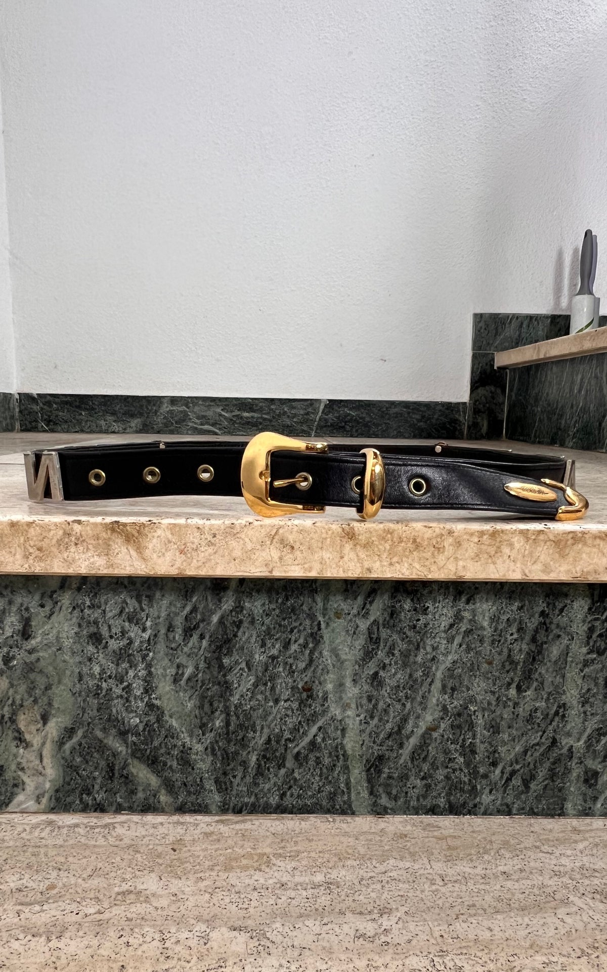 Vintage Rodan Berlin Black Leather Statement Belt