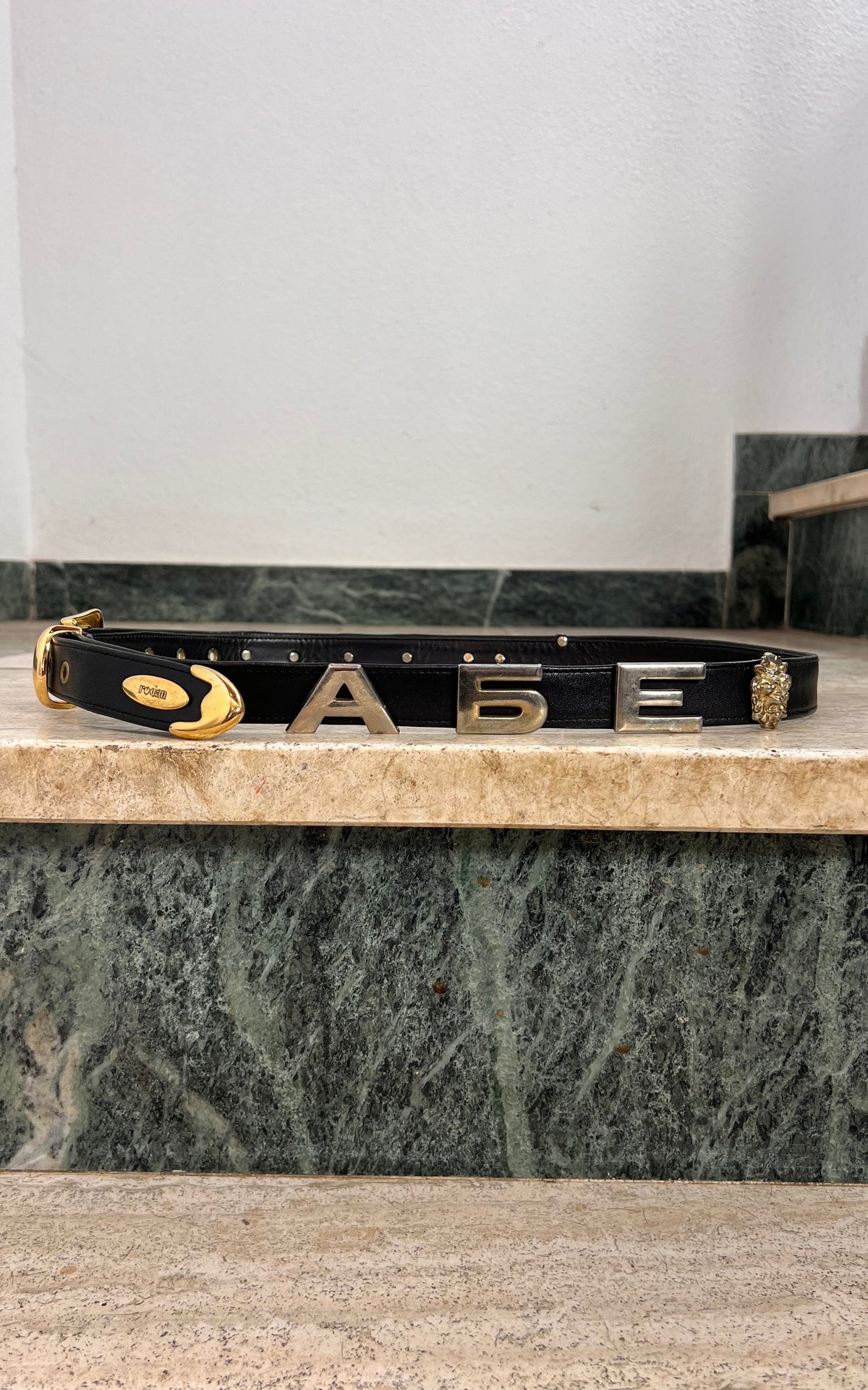 Vintage Rodan Berlin Black Leather Statement Belt