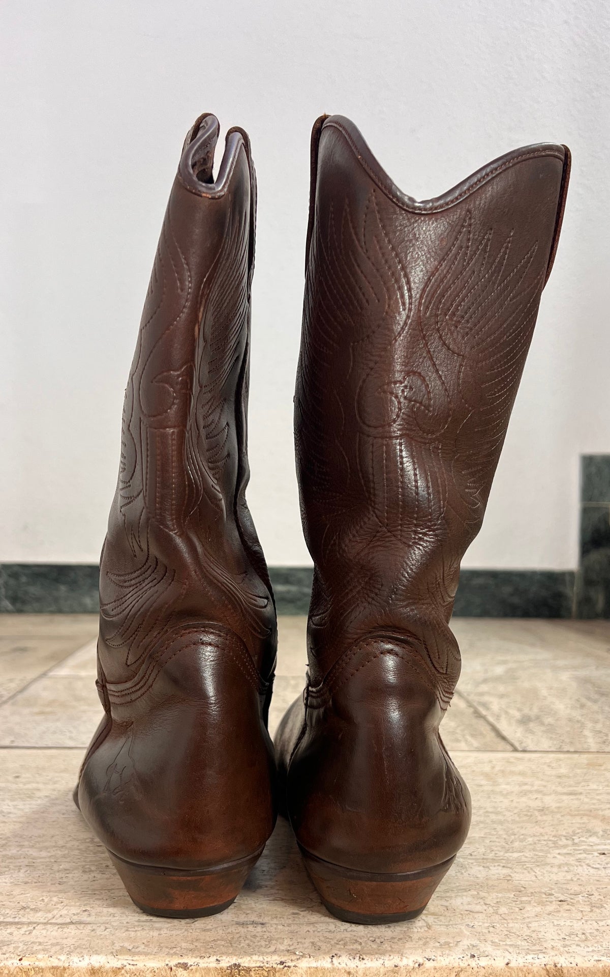 Vintage MENS Bill Montana Brown Leather Cowboy Boots – 43