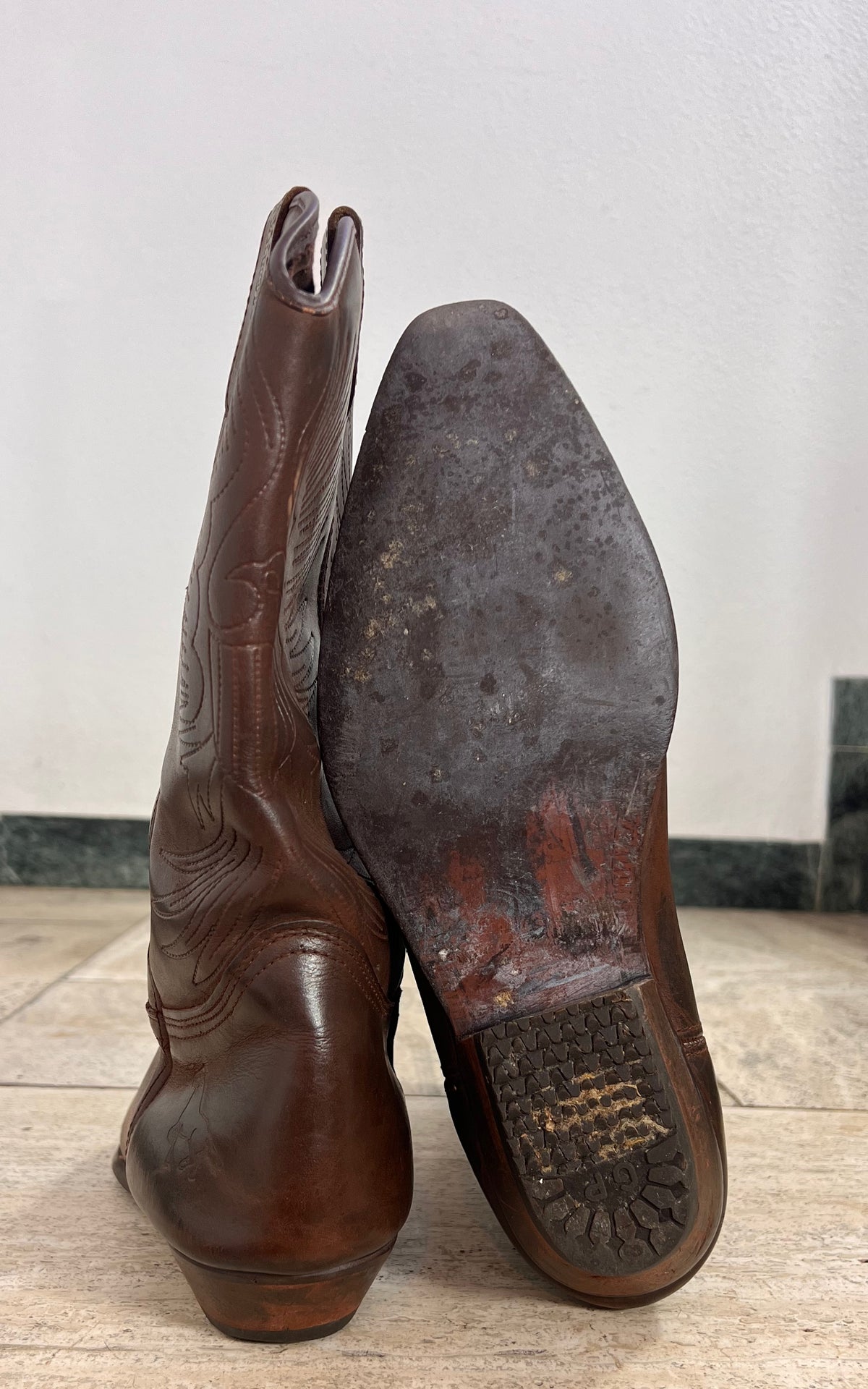 Vintage MENS Bill Montana Brown Leather Cowboy Boots – 43