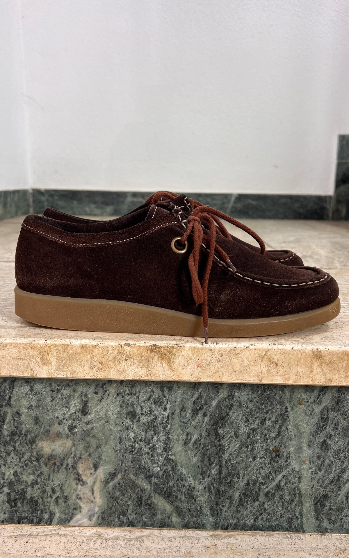 Vintage Dark Brown Suede Moccasin Shoes 40