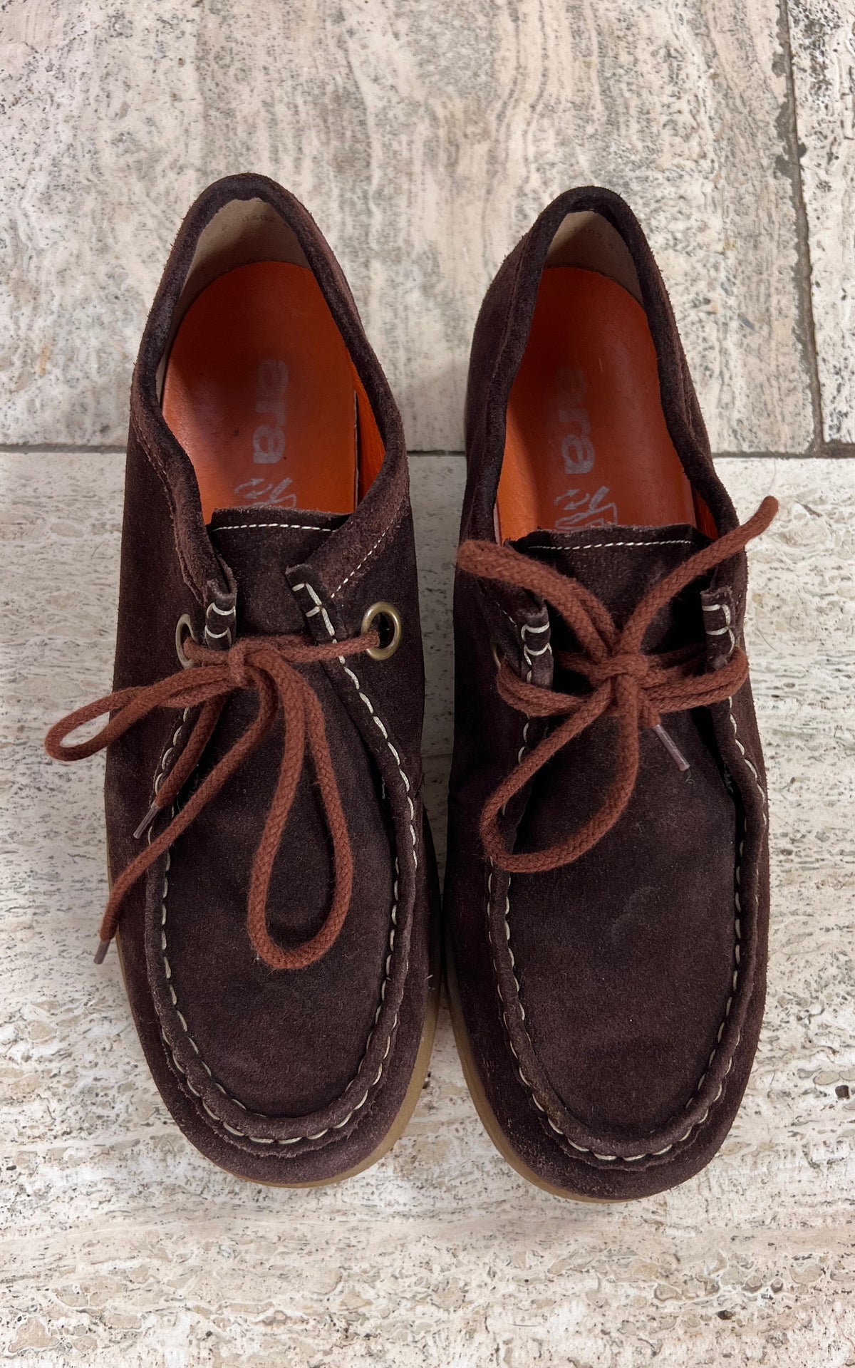 Vintage Dark Brown Suede Moccasin Shoes 40