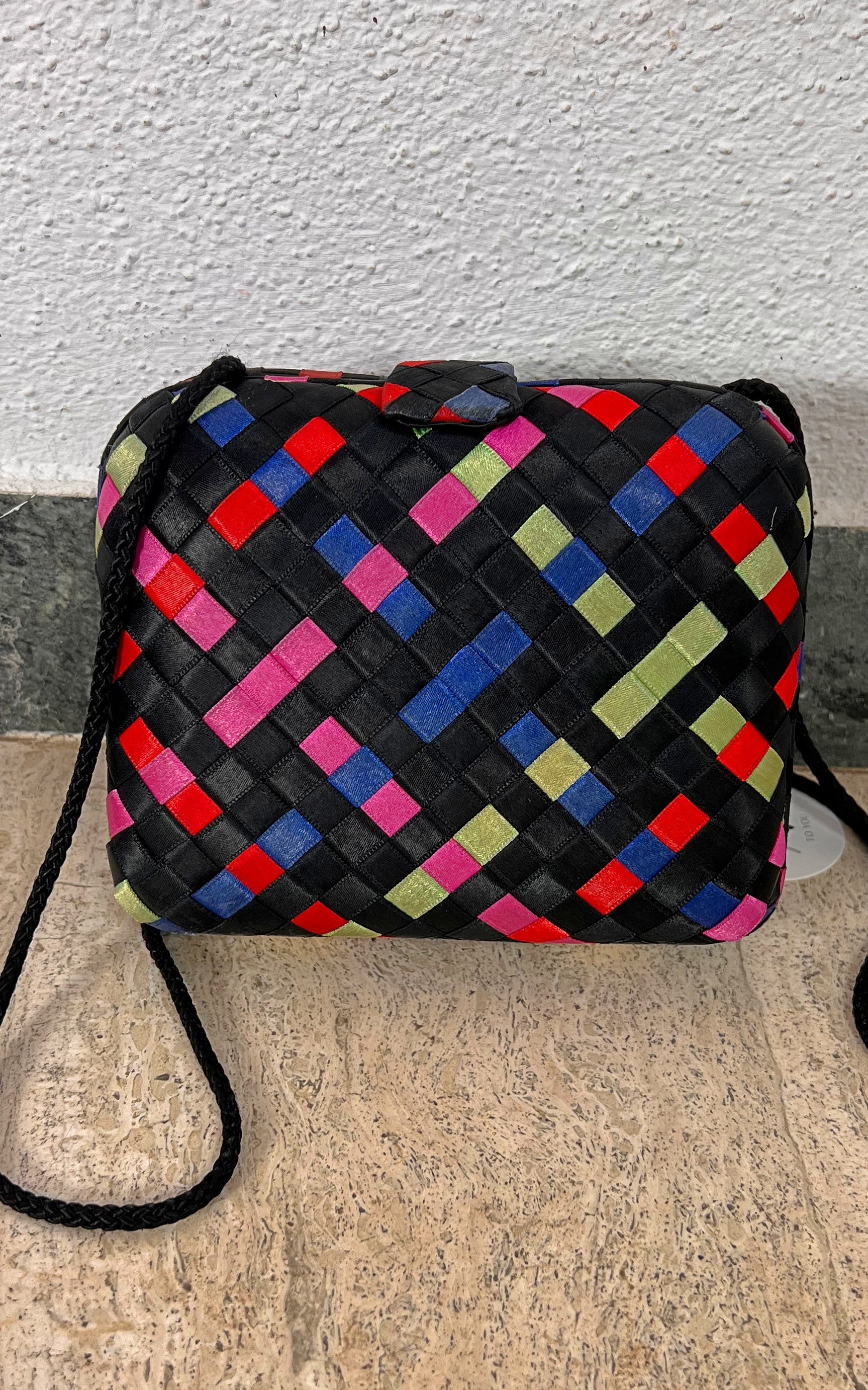 Vintage 90s Woven Satin Crossbody Bag