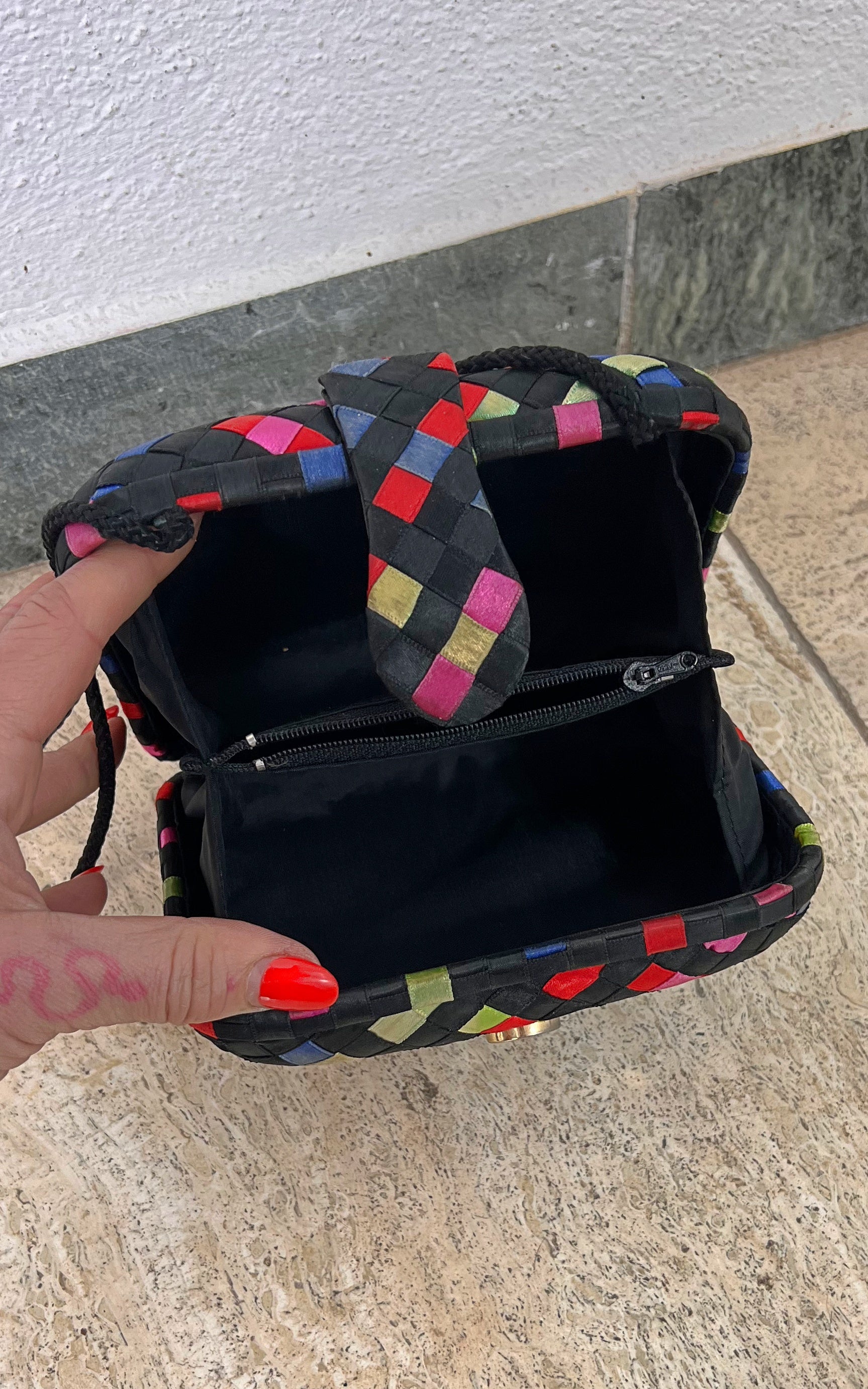Vintage 90s Woven Satin Crossbody Bag