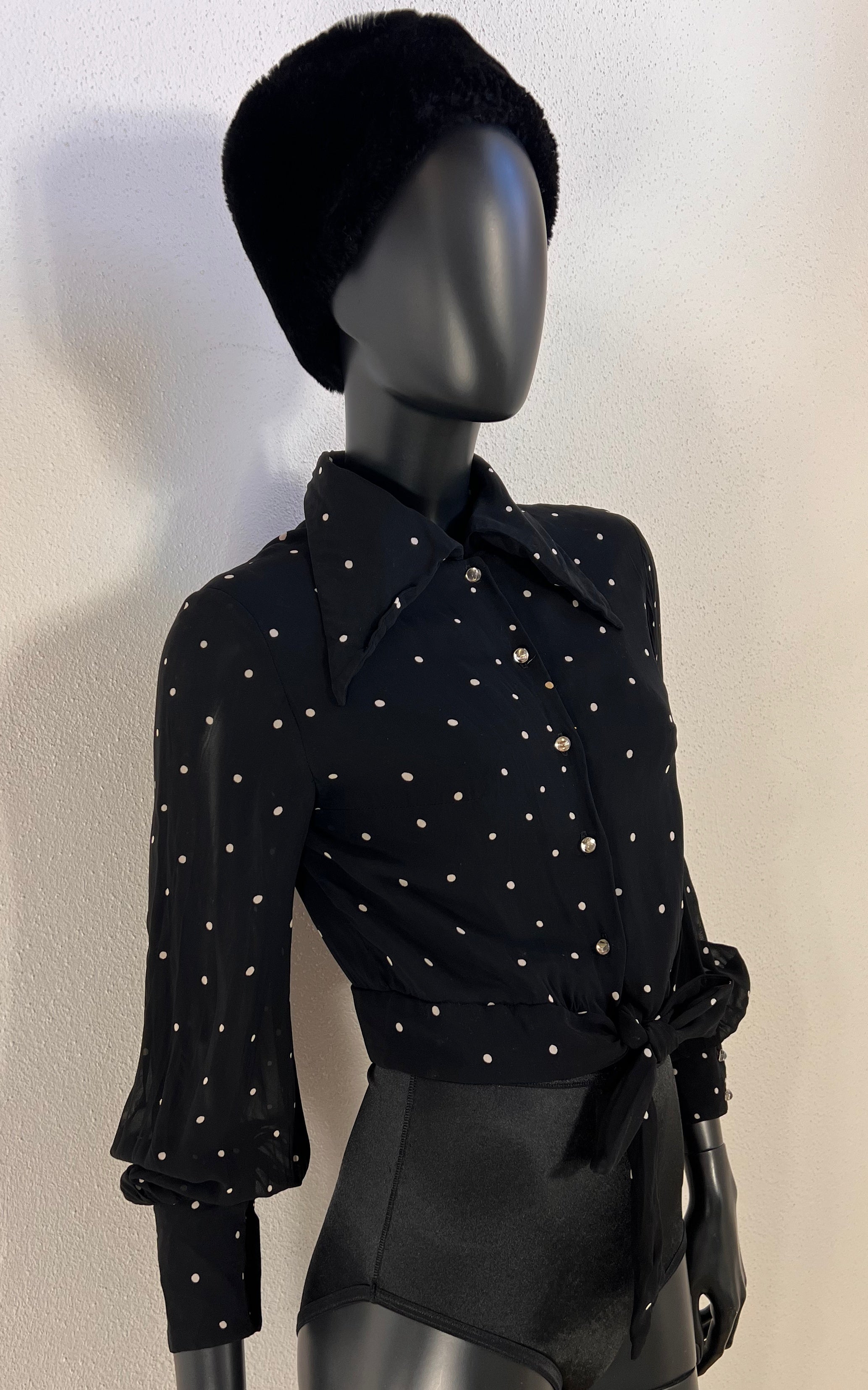 Vintage 40s Polka Dot Silk Blouse