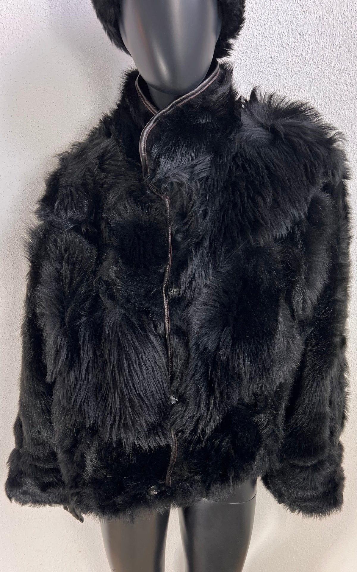 Reworked Curly Lamb Shearling Jacket Black