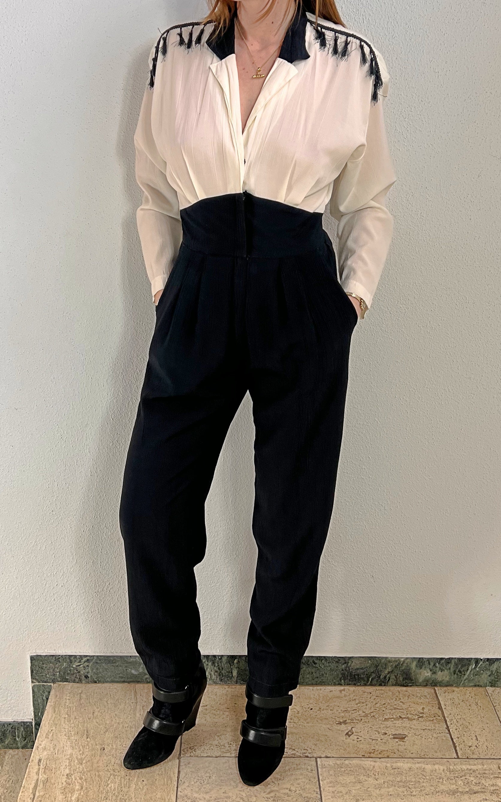 Vintage Tassel Highwaist Jumpsuit