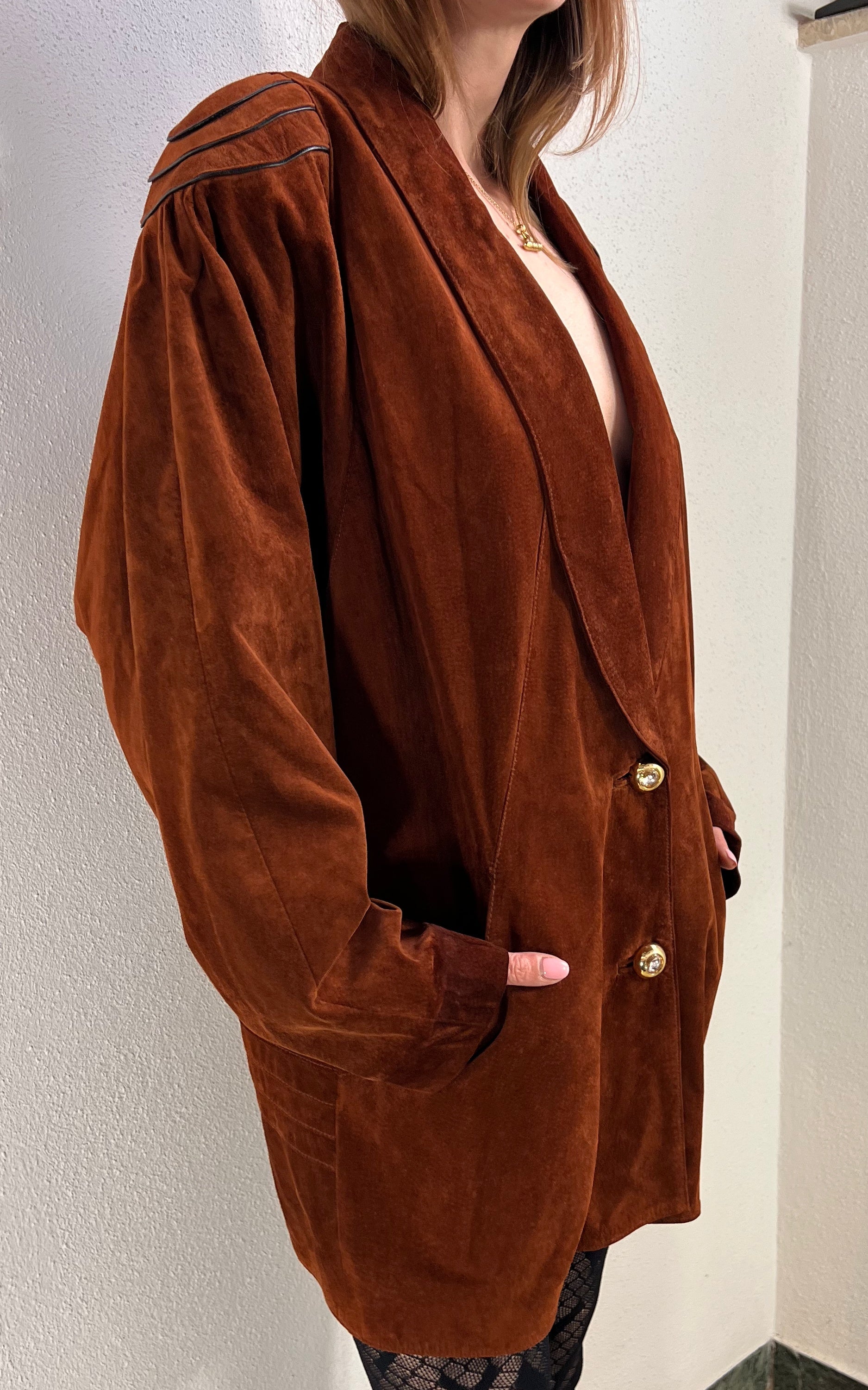 Vintage Chestnut Brown Suede Jacket