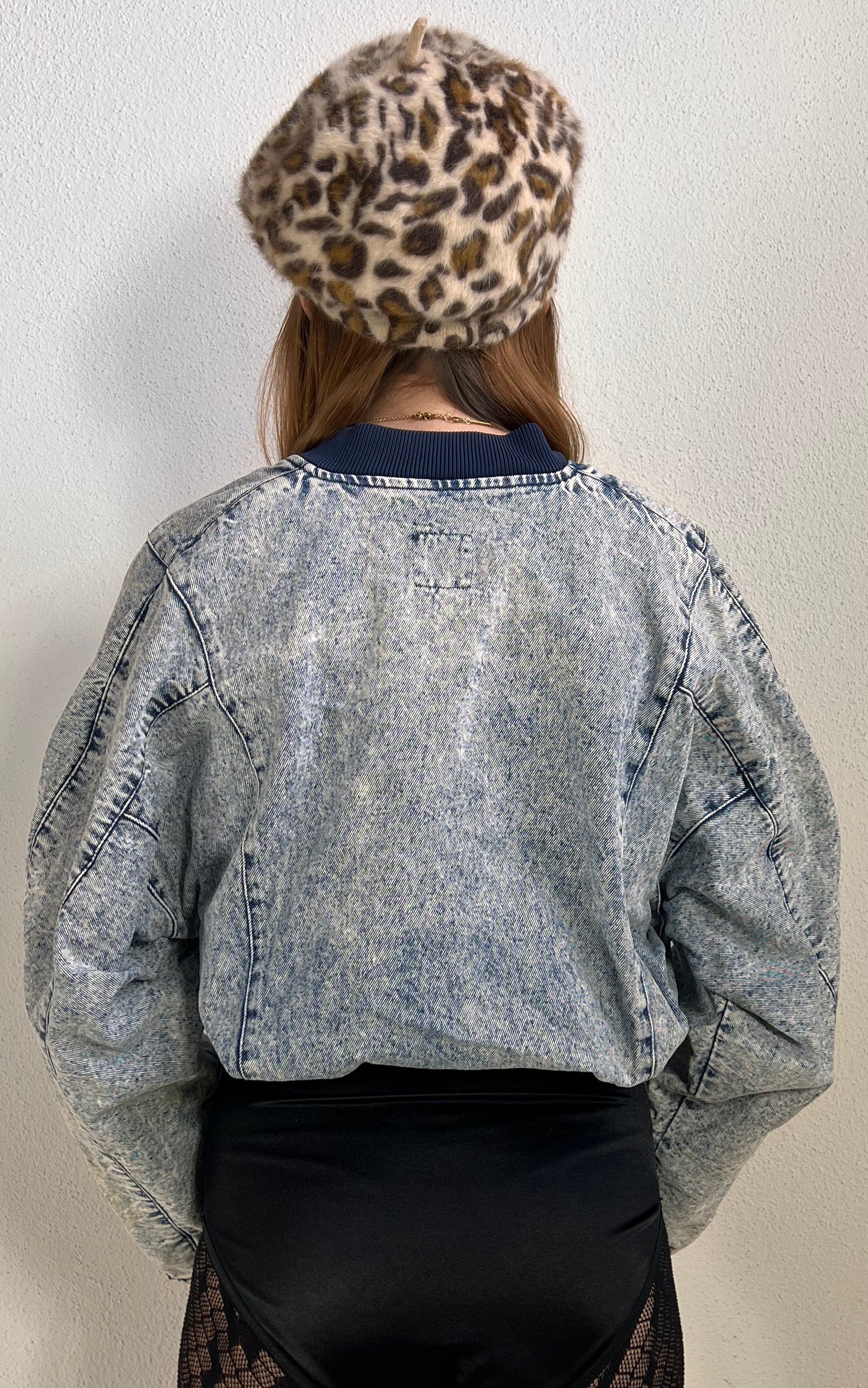Vintage Acid Wash Denim Bomber Jacket