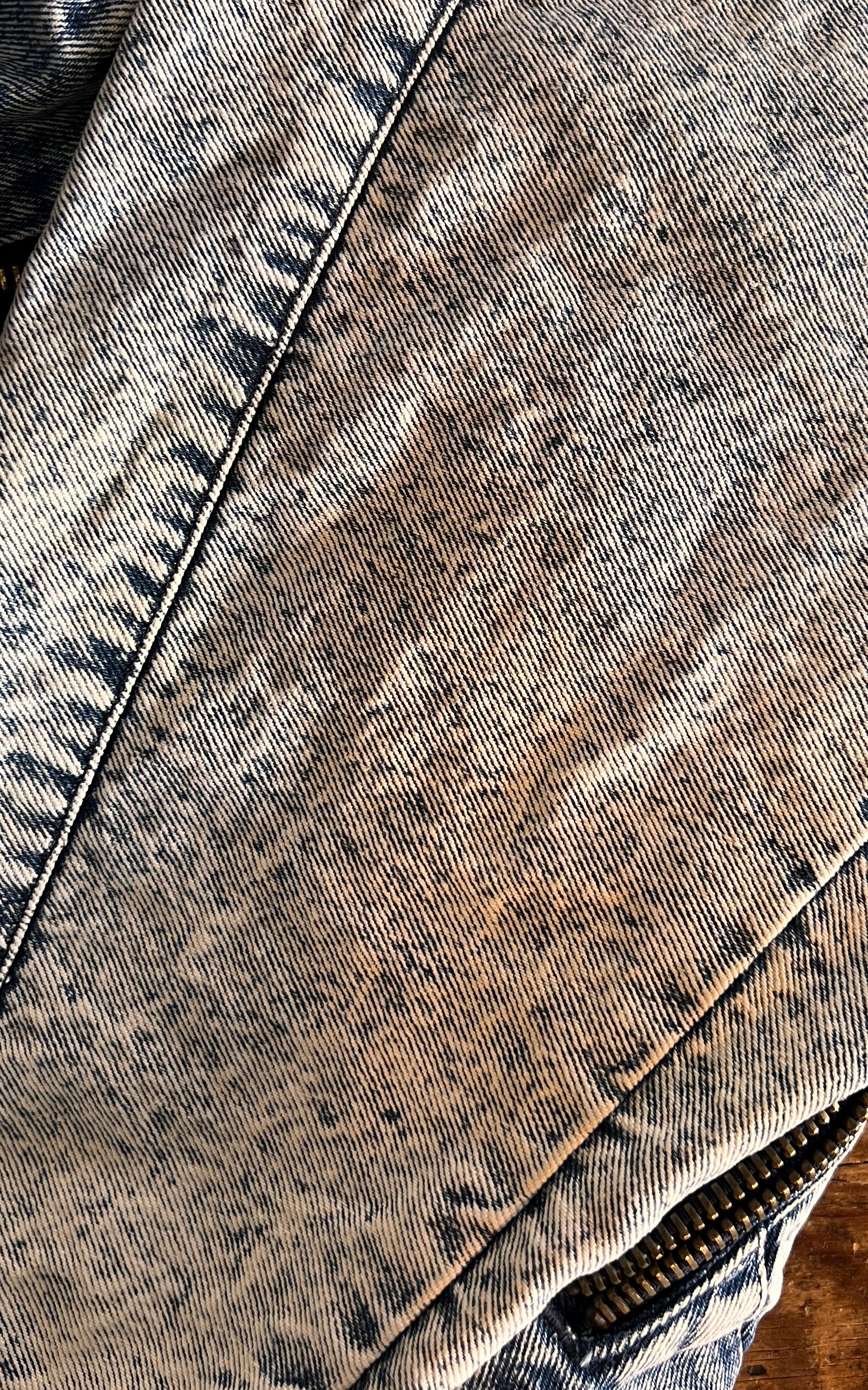 Vintage Acid Wash Denim Bomber Jacket
