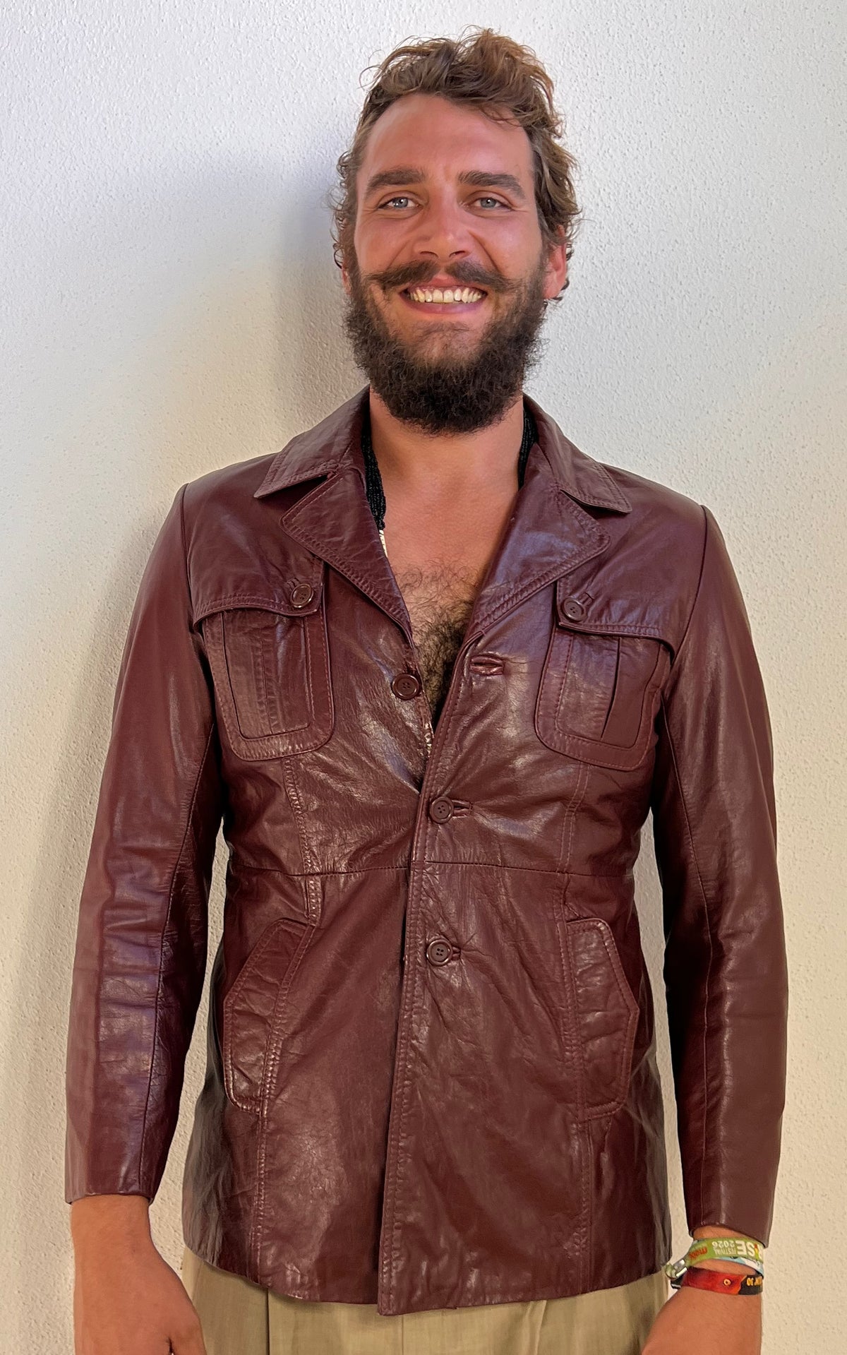 Vintage MENS 70s Burgundy Leather Jacket