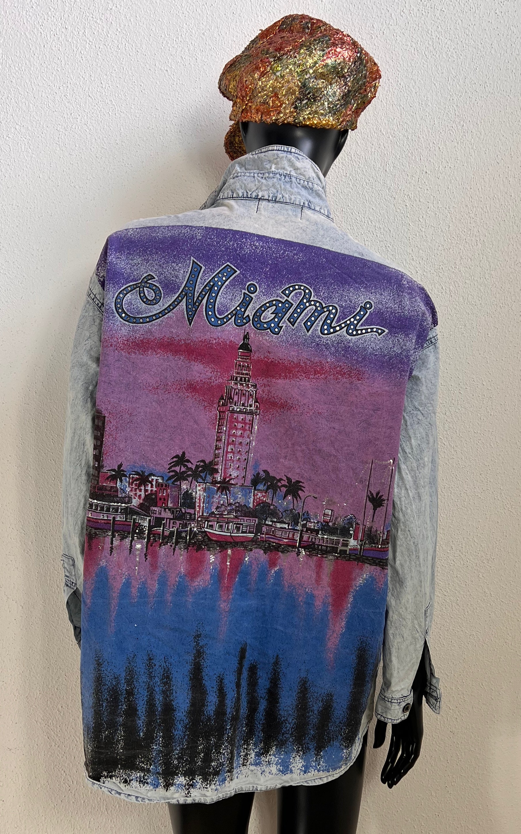 Vintage 80s Michel Adam Acid Wash Miami Shirt