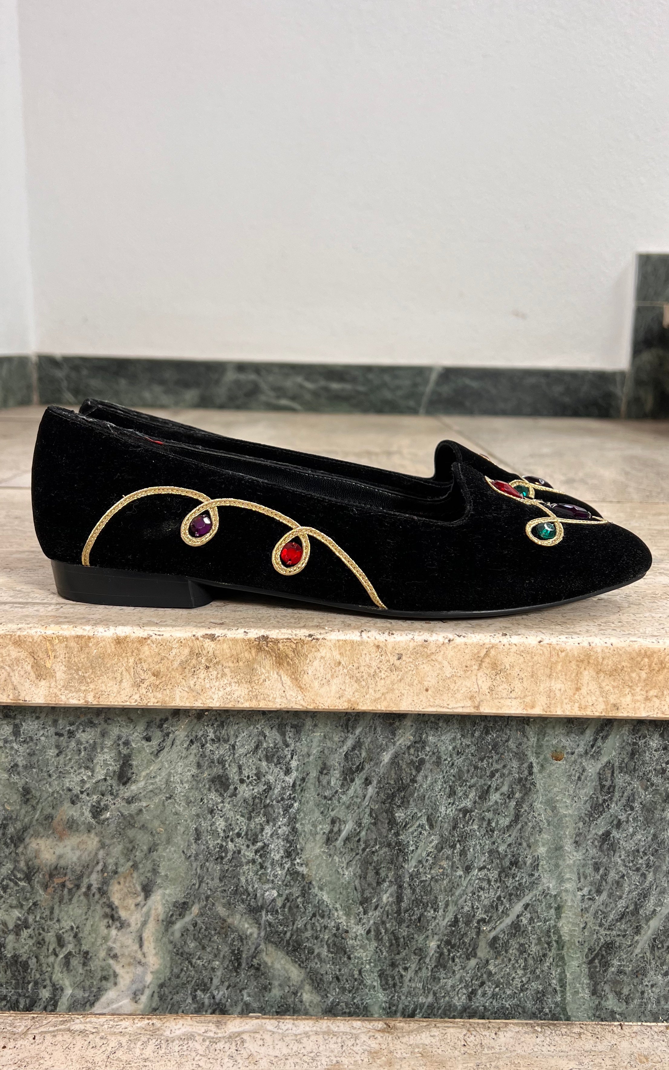 Vintage 90s Velvet Loafer 38