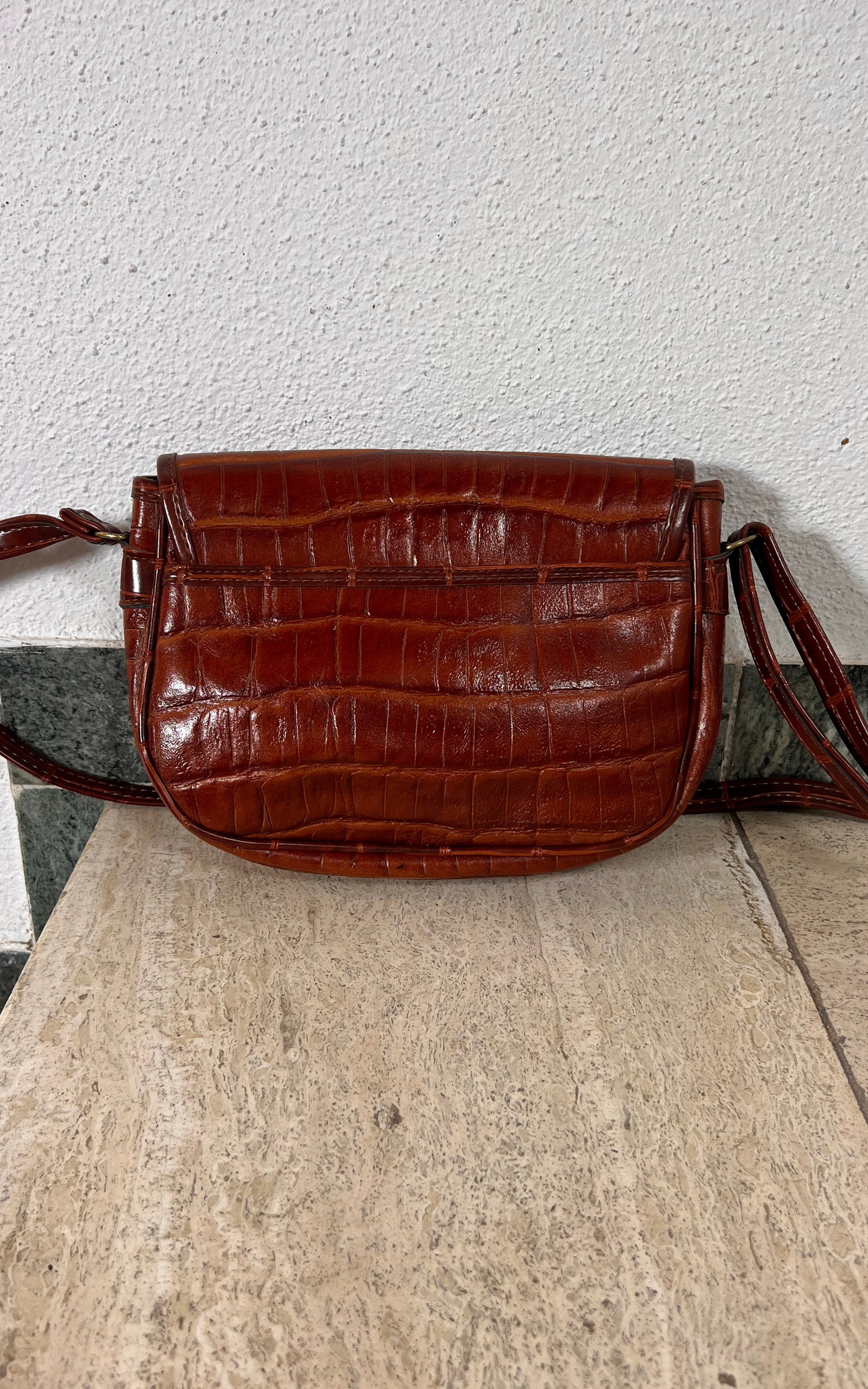 Vintage Marc Chantal Faux Leather Croc-Embossed Shoulder Bag