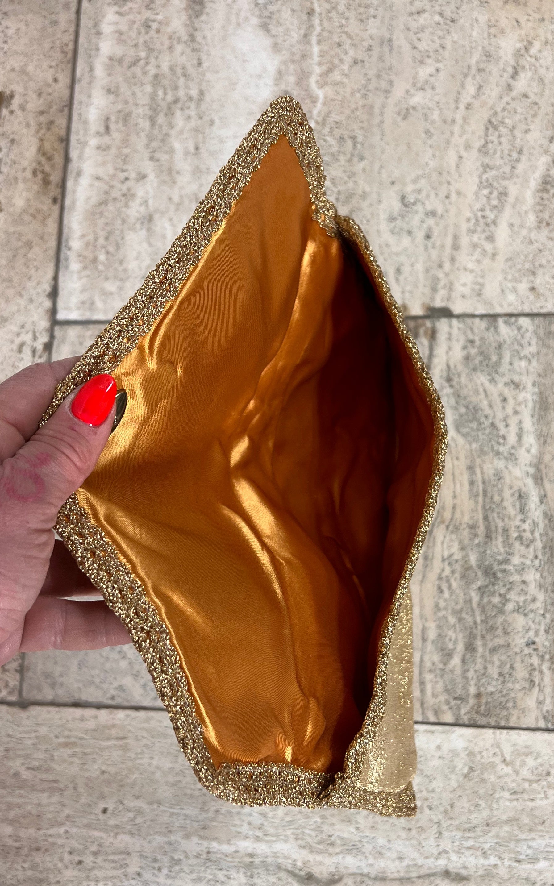 Vintage 70s Gold Lurex Clutch Bag