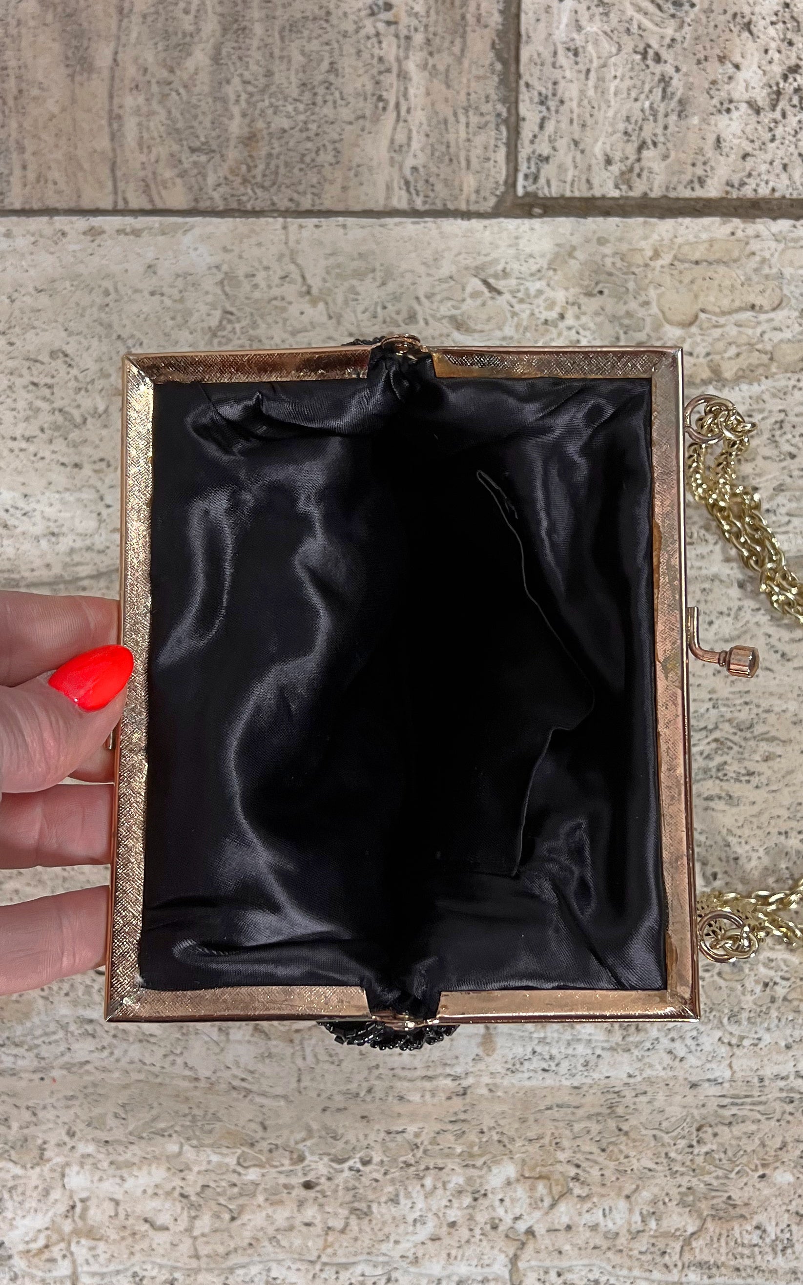 Vintage Black Beaded Evening Bag