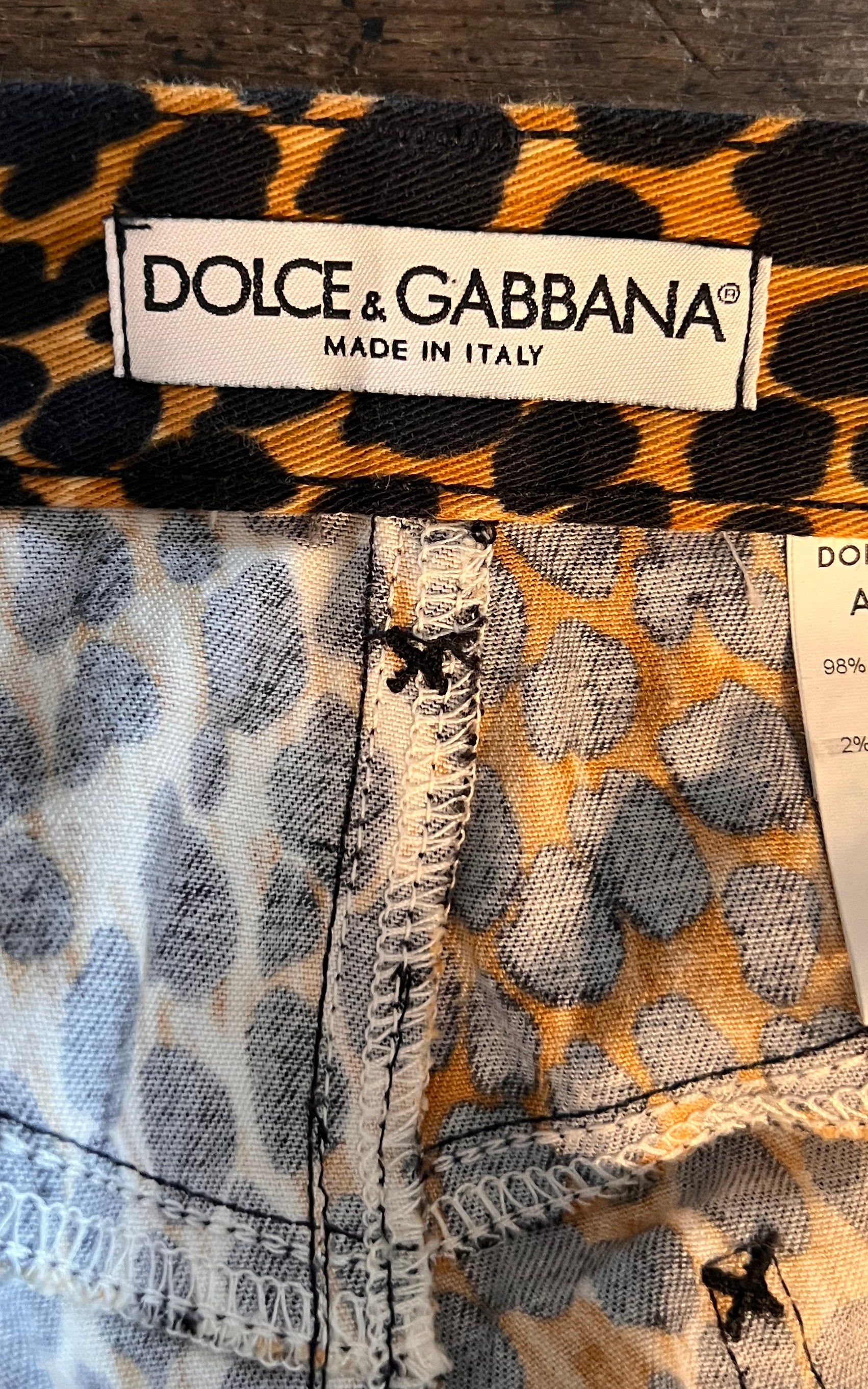Vintage Dolce & Gabbana Denim Cheetah Skirt