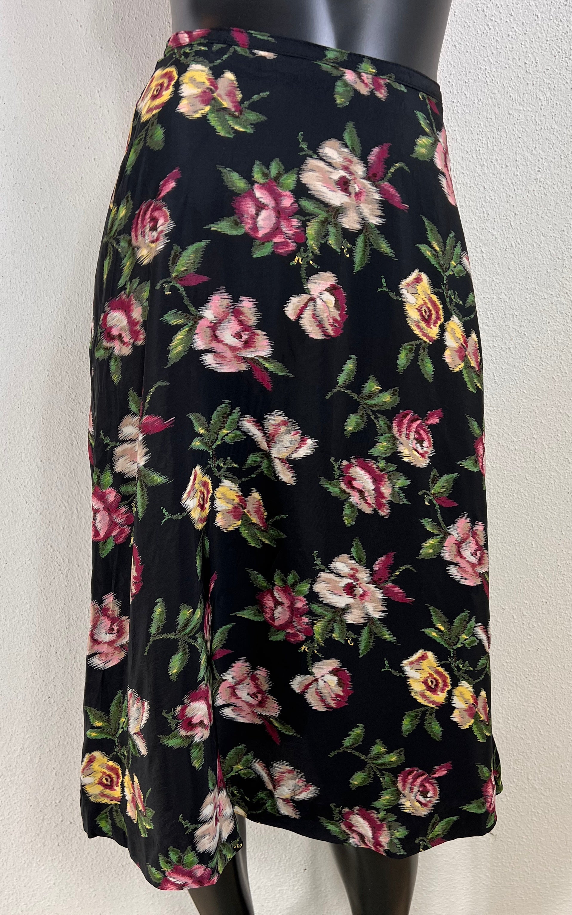 Vintage 40s Flower Silk Skirt