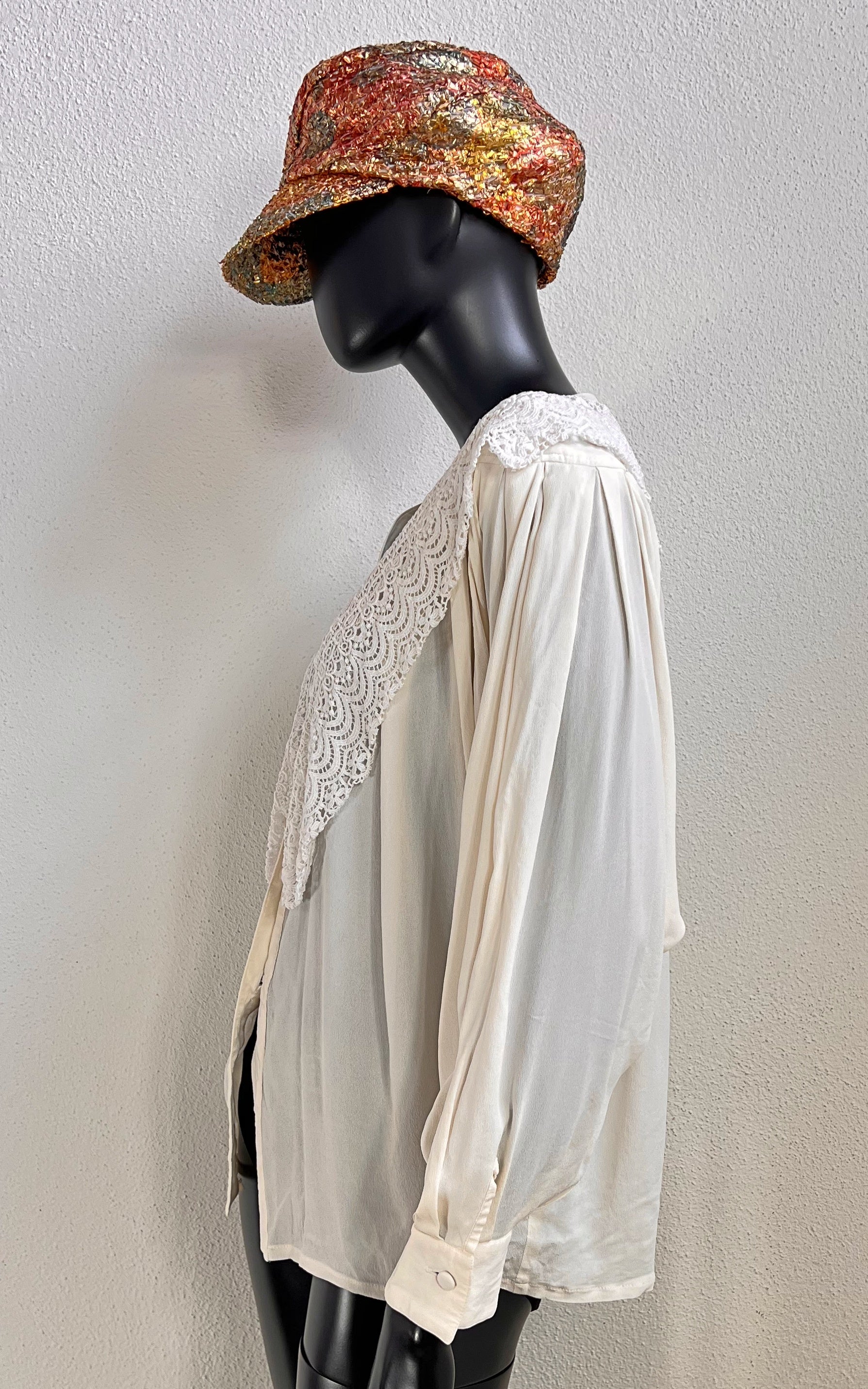 Vintage Lace Collar Silk Blouse