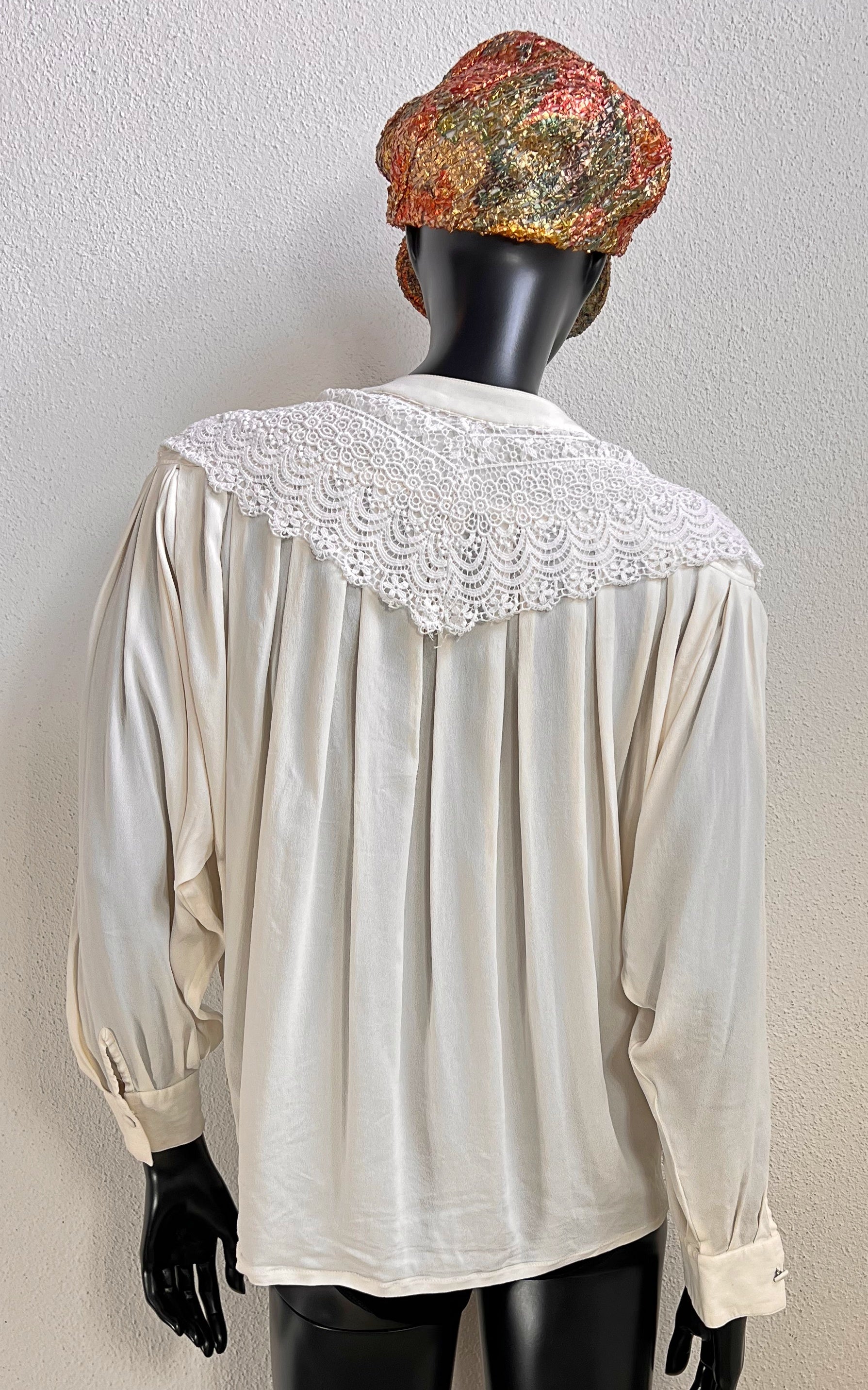 Vintage Lace Collar Silk Blouse