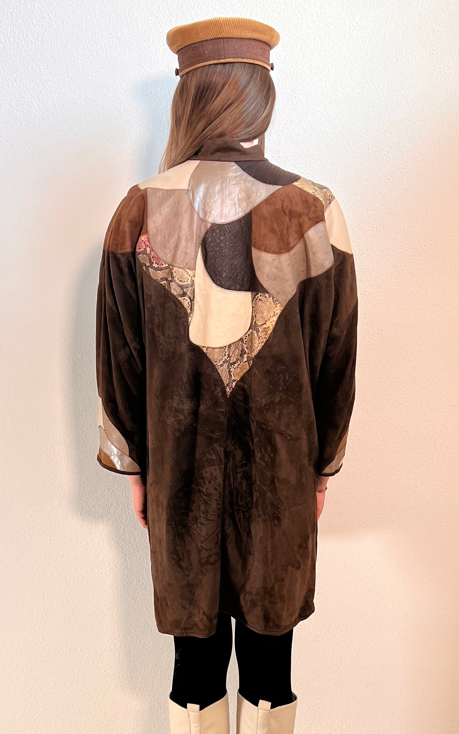 Vintage 70s Patchwork Leather Coat