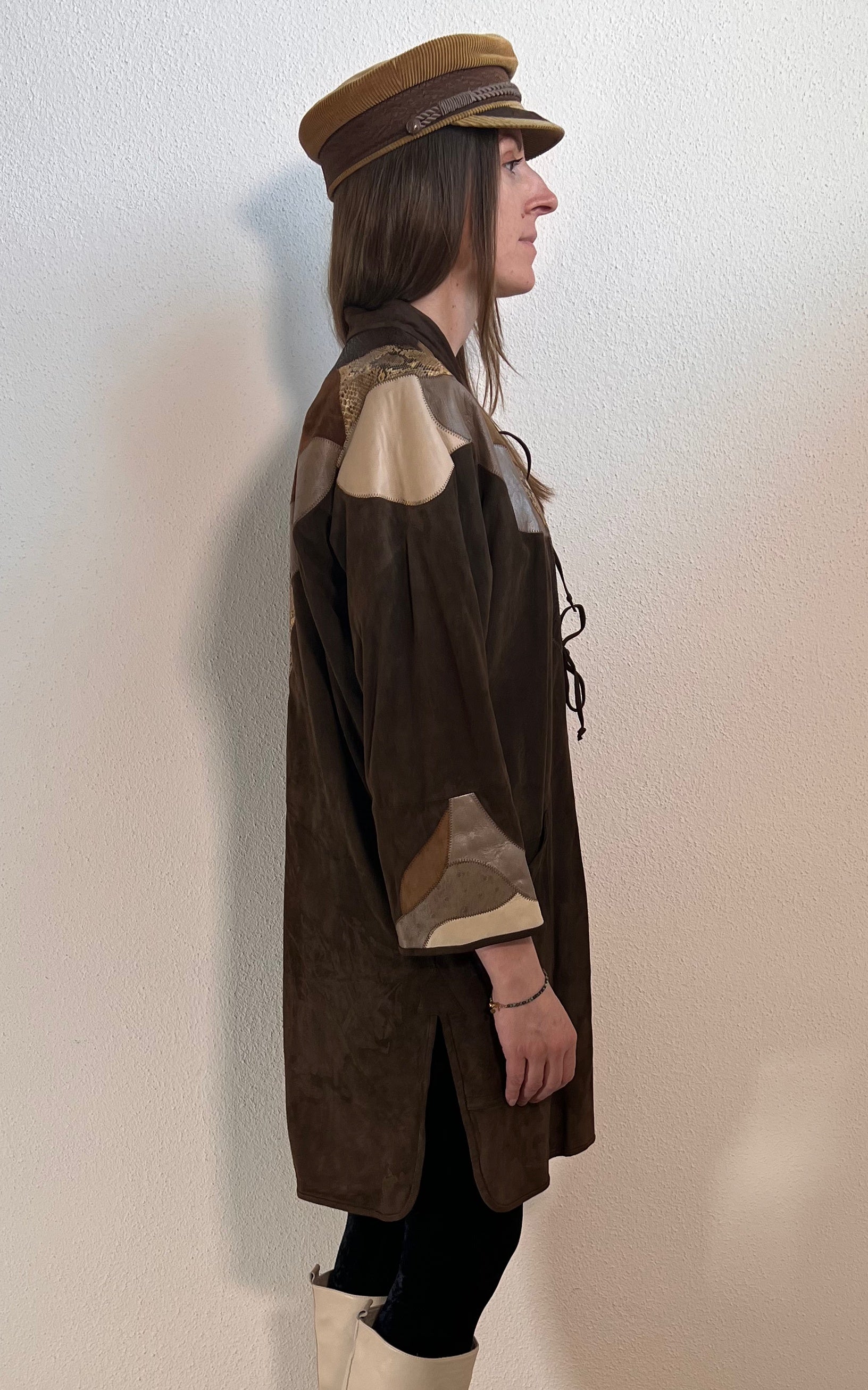 Vintage 70s Patchwork Leather Coat