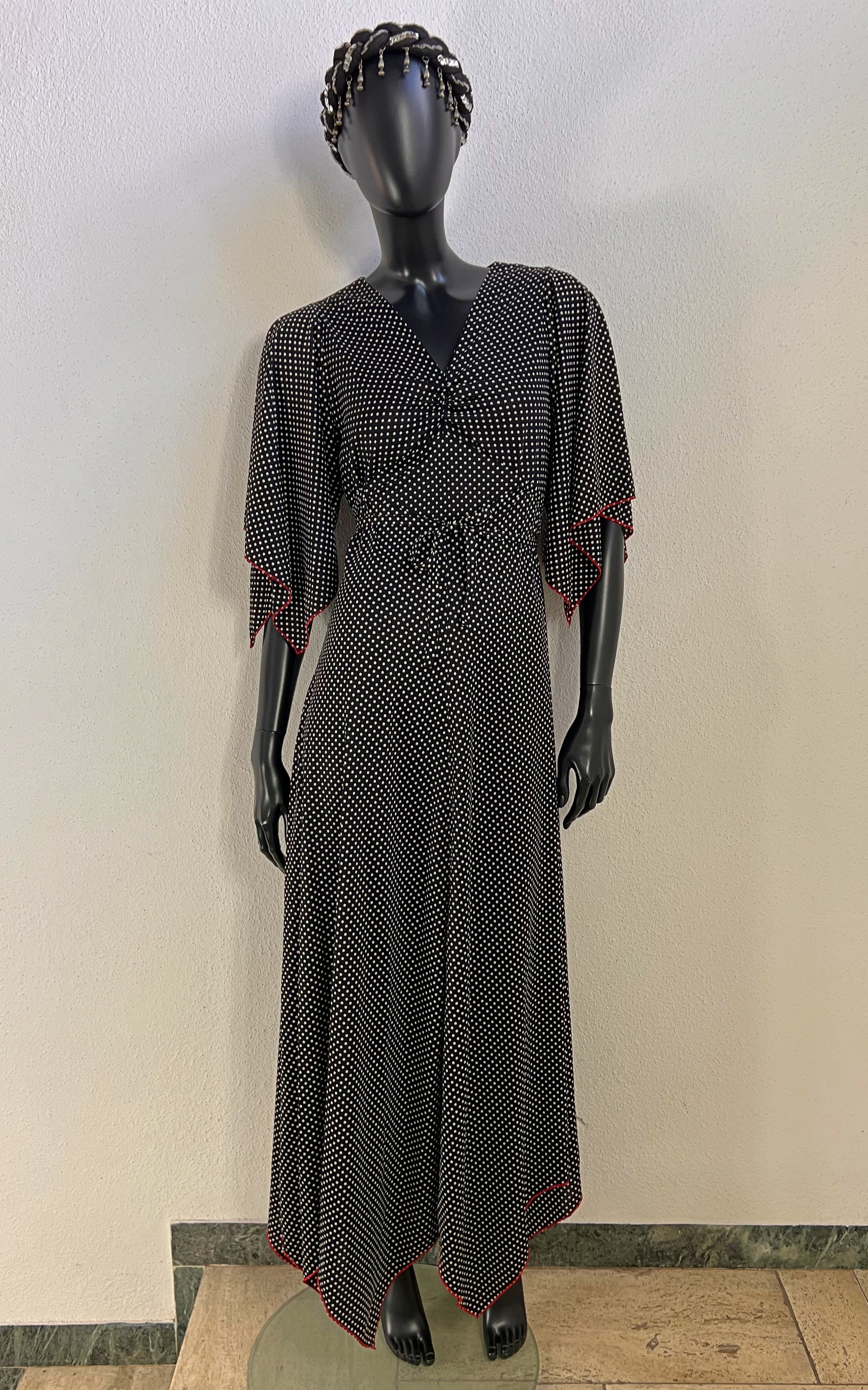 Vintage 70s Polka Dot Maxi Dress