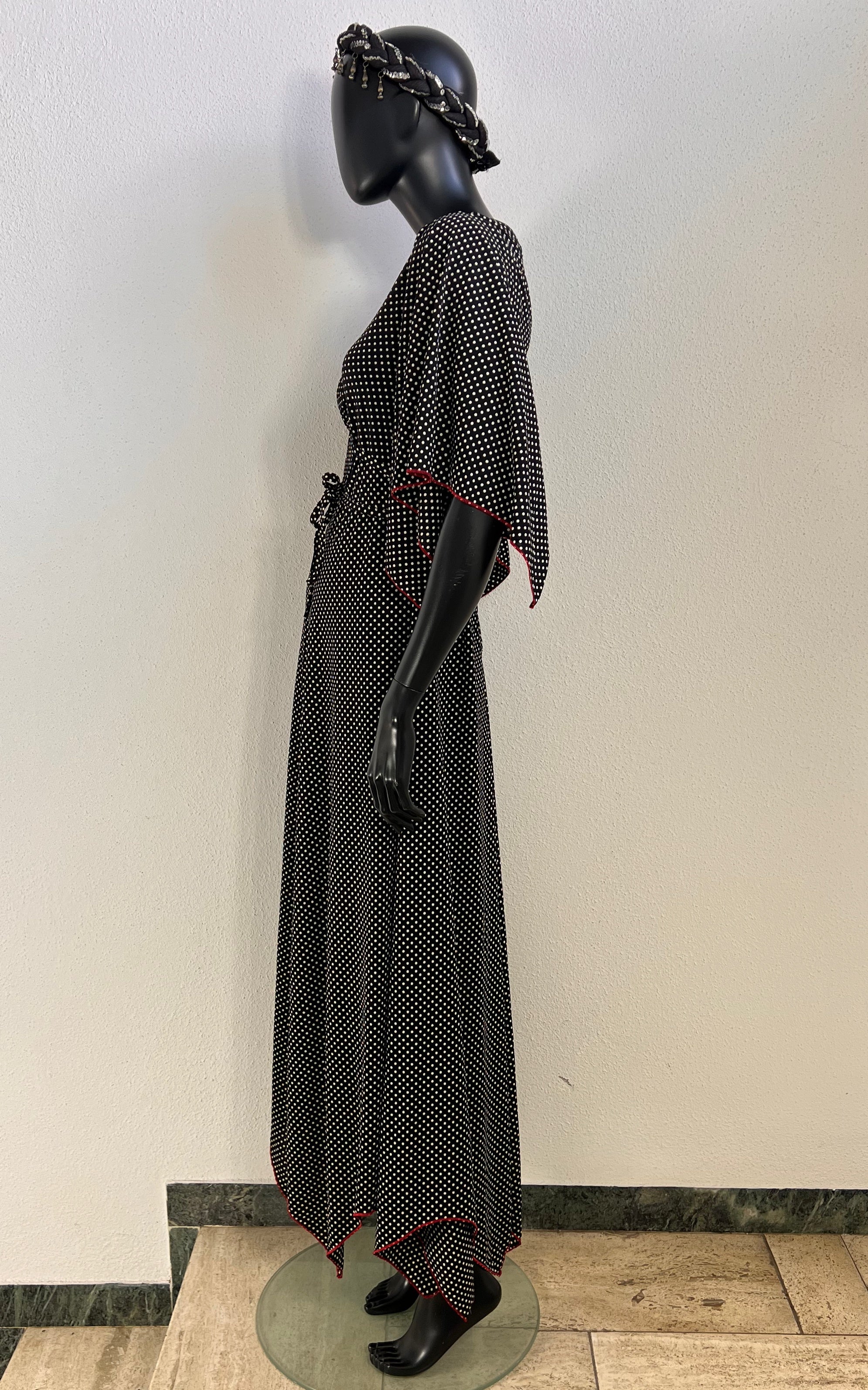 Vintage 70s Polka Dot Maxi Dress