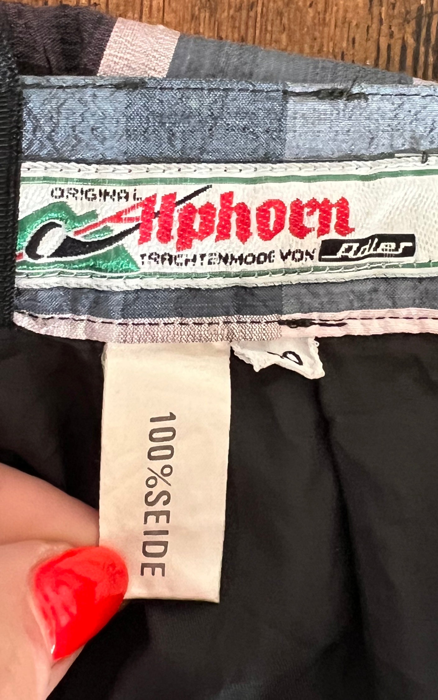 Vintage Checked Silk Skirt with Lace Trim