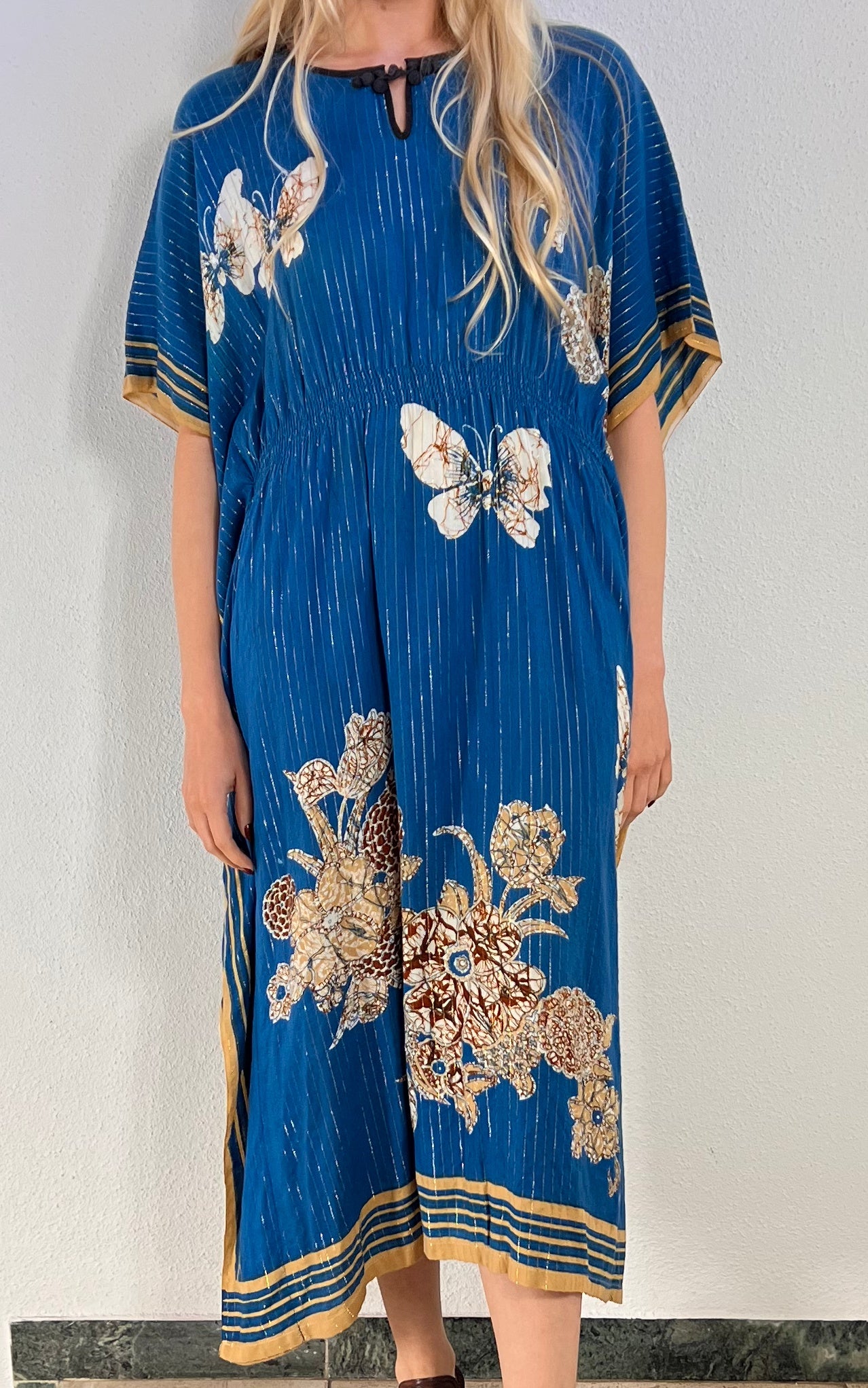 Vintage Lurex Butterfly Caftan Dress
