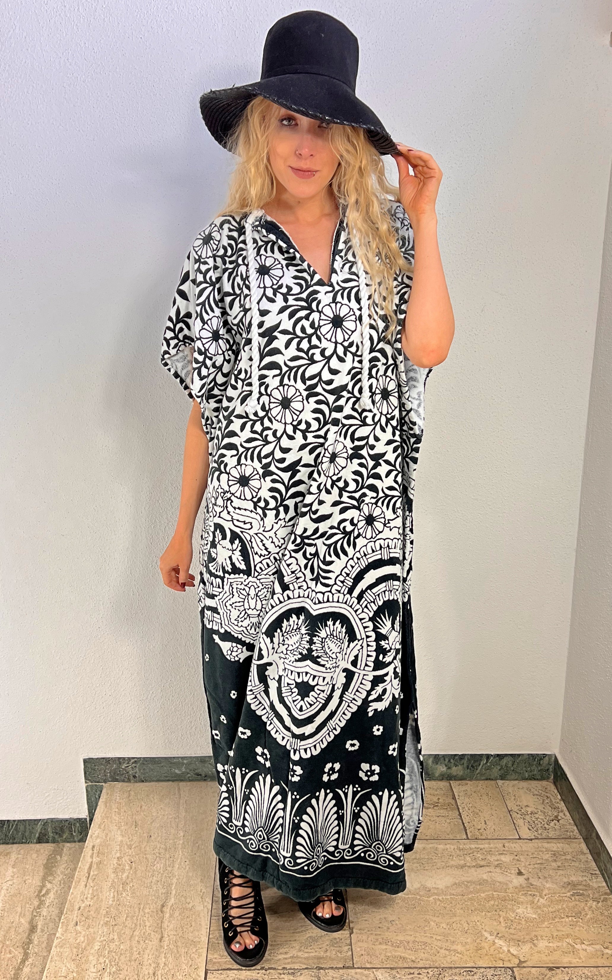 Vintage 70s Toweling Caftan Dress