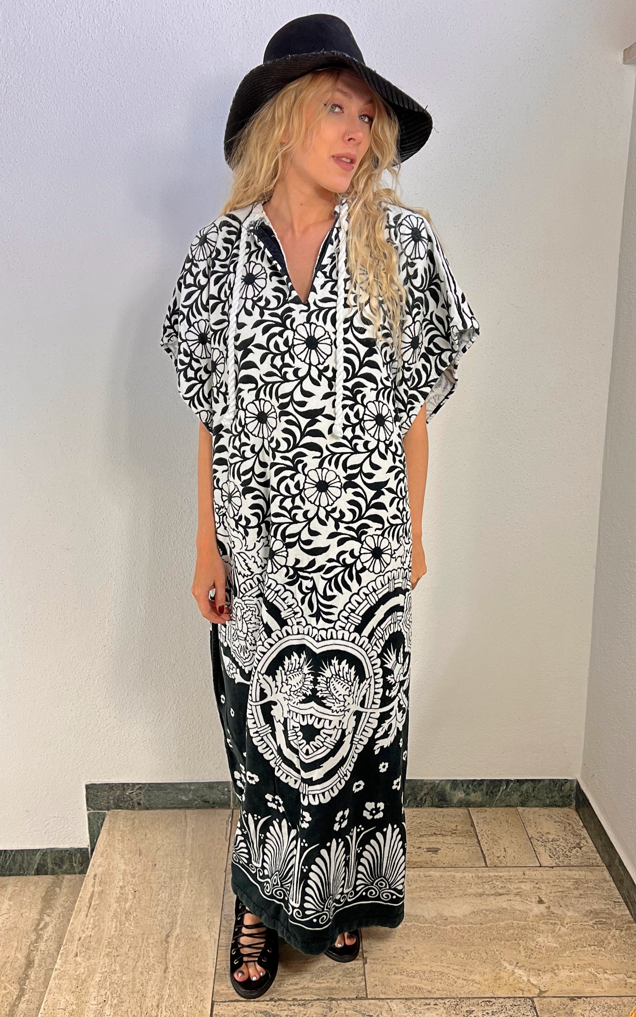 Vintage 70s Toweling Caftan Dress