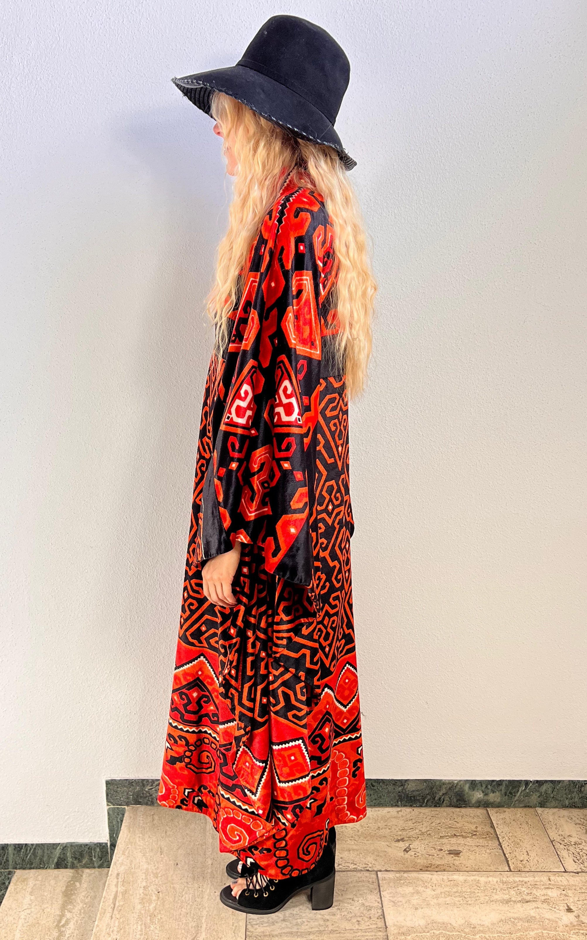 Vintage 60s Velvet Caftan Dress