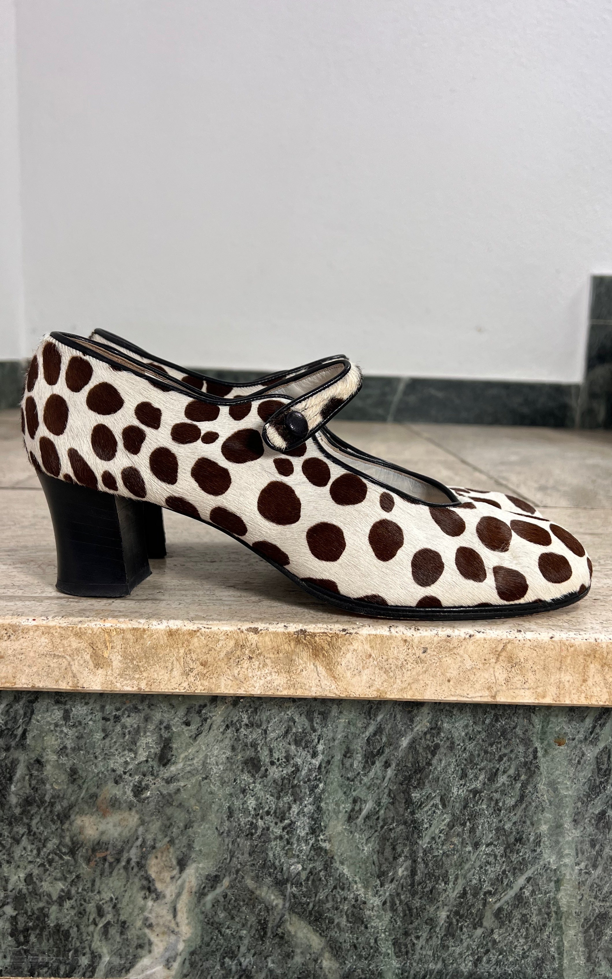 Vintage Giorgio Moretto Pony Hair Mary Jane Heels 40