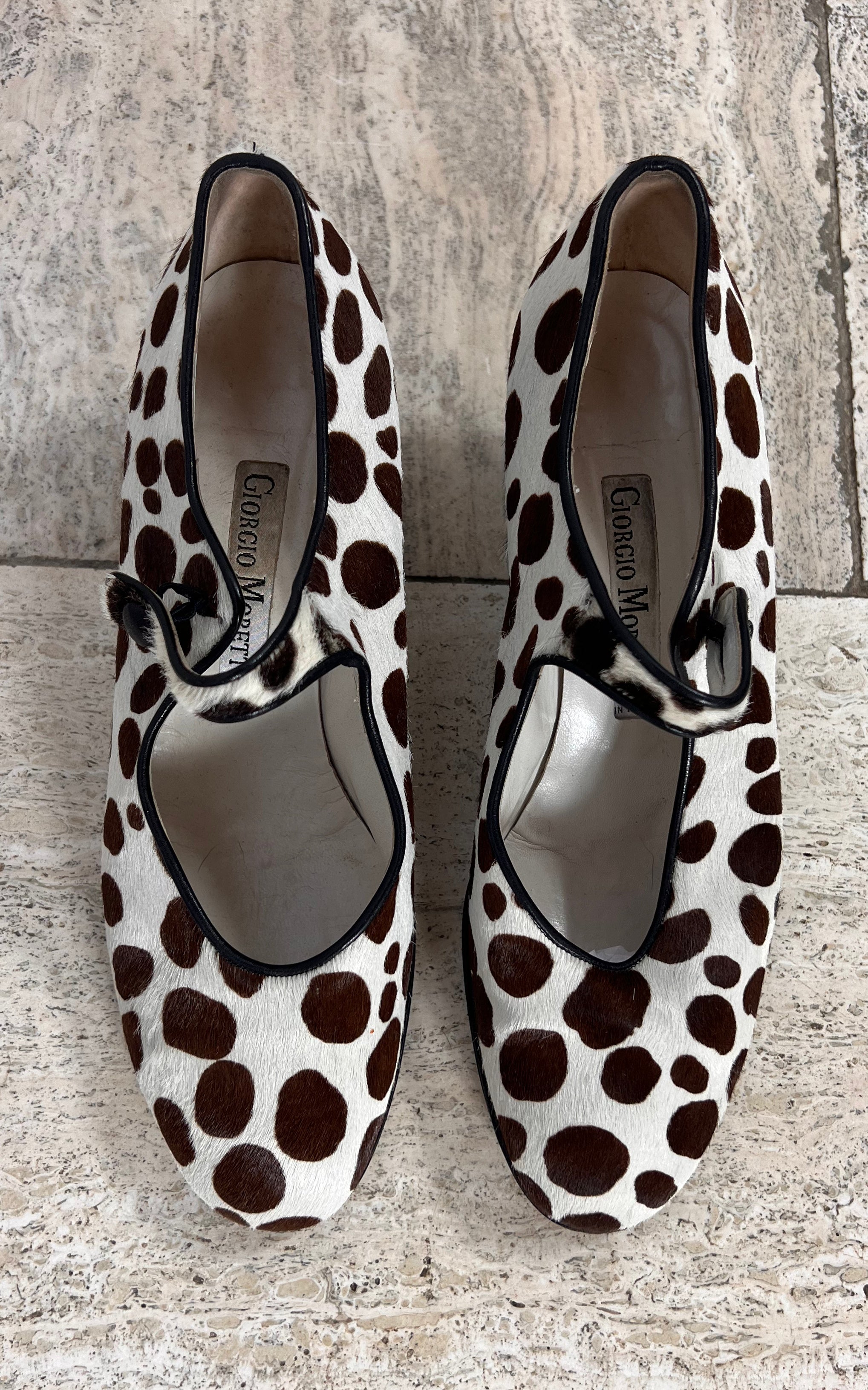 Vintage Giorgio Moretto Pony Hair Mary Jane Heels 40